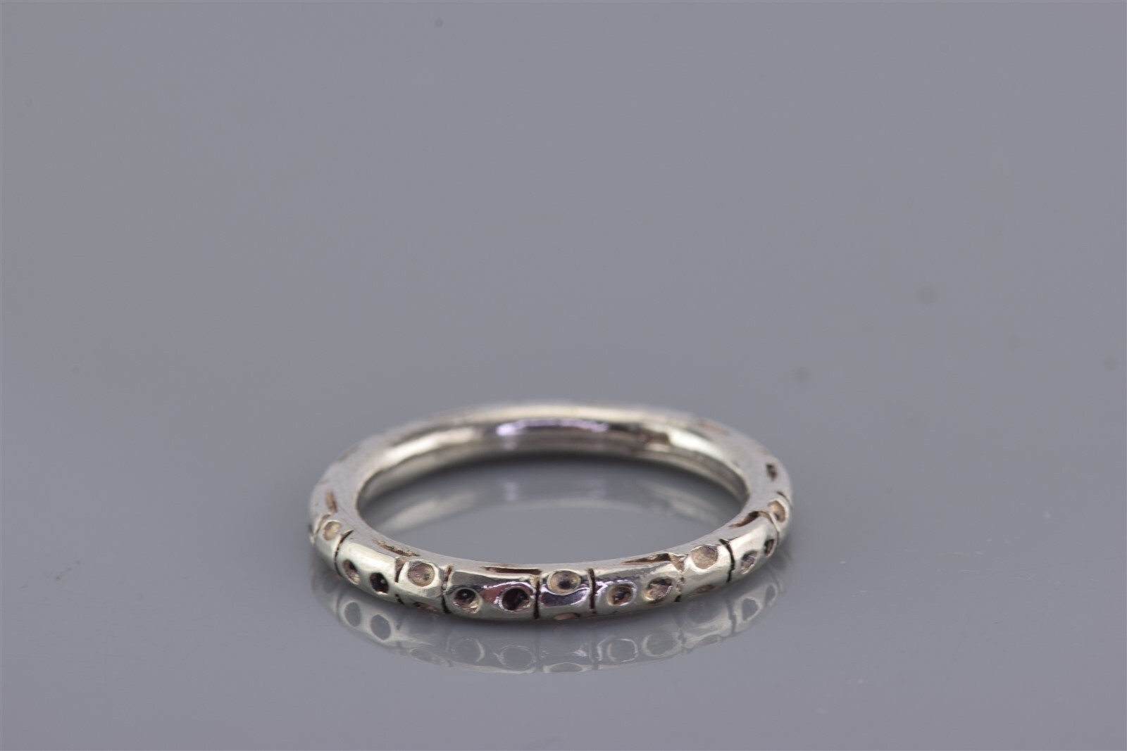 Sterling Silver Stackable Rounded Offset Dimples … - image 5