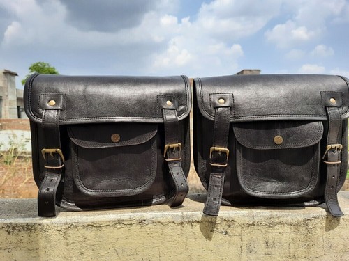 Motorcycle 2 Side Saddlebags Pouch Black Leather Side Pouch Saddle Panniers JMB Motorcycle 2 Side Saddlebags Pouch Black Leather Side Pouch Saddle Panniers JMB
