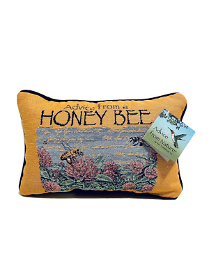 Advice From A Honey Bee True Nature Reversible Tapestry Word Pillow Yellow NEW