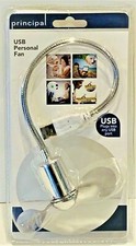 Principal USB Personal Fan Gray Desk Laptops Pcs Adjustable Neck Soft Blades NEW