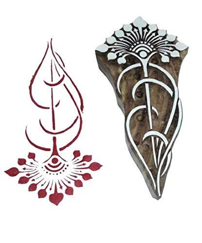 Wooden Block Stamps Flower Look Carved Fabric Printing Block Set Of 1 - Picture 2 of 3