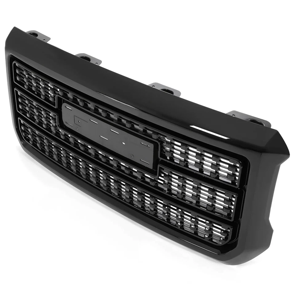 Front Upper Grille For 2015-2019 GMC Sierra 2500HD 3500HD Denali Gloss Black - Image 4 of 4