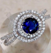 2CT Treated Blue Sapphire 925 Solid Sterling Silver Ring Jewelry Sz 6 MK1-7