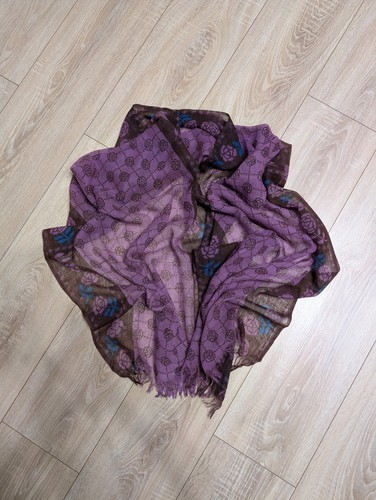 Gudrun Sjoden Women's Floral Pattern 100% Wool Mesh Scarf