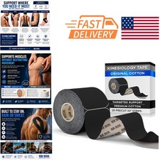 Athletic Kinesiology Tape Roll 16ft Black Breathable Fabric for All Day Comfort 2.25 per gallon