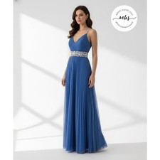 BCX Surplice Embellished Gown V-Neck A-Line Evening Maxi Dress Blue Women 7