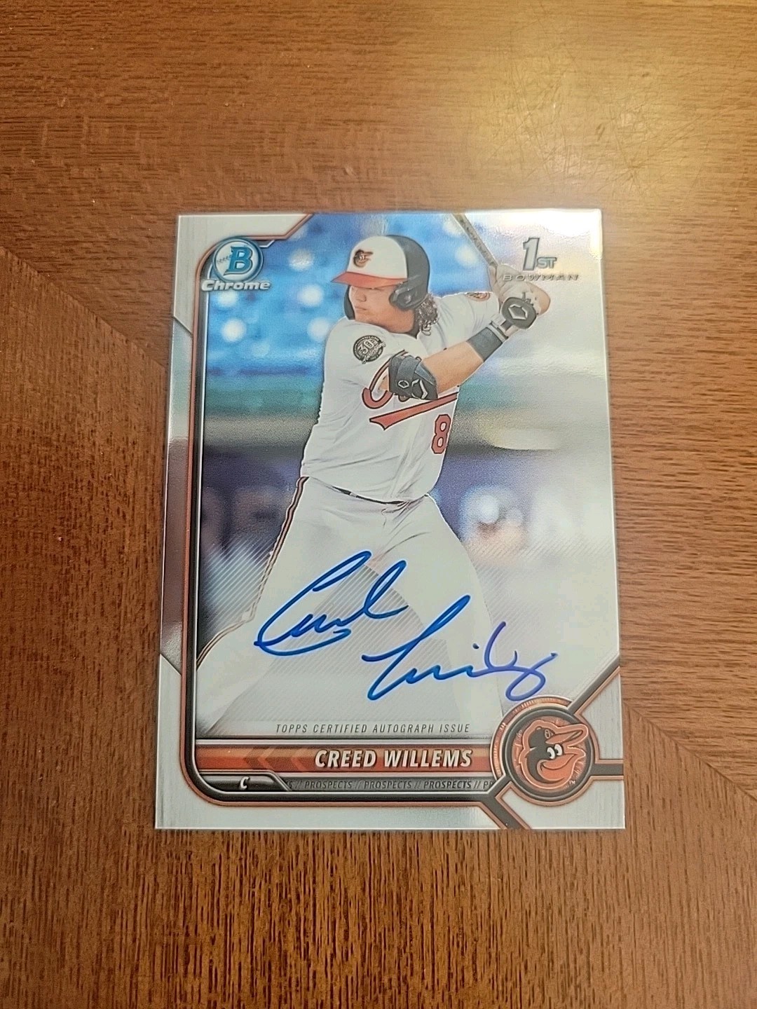 2022 BOWMAN CHROME 1ST PROSPECT ROOKIE CARD CREED WILLEMS AUTO