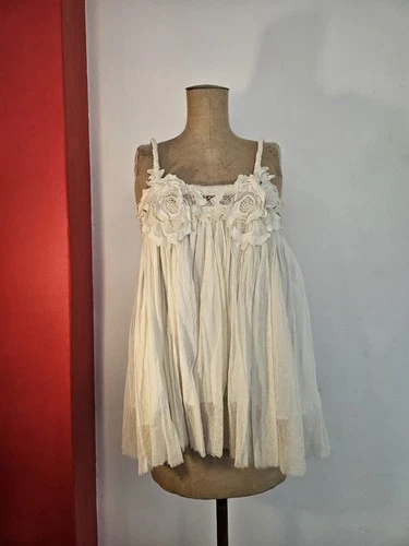 Lisa Brown Strappy Boho Top Blouse Shirt Size S-M  (#12)