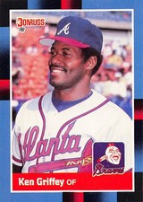 Ken Griffey 1988 Donruss 202a Atlanta Braves Baseball Card