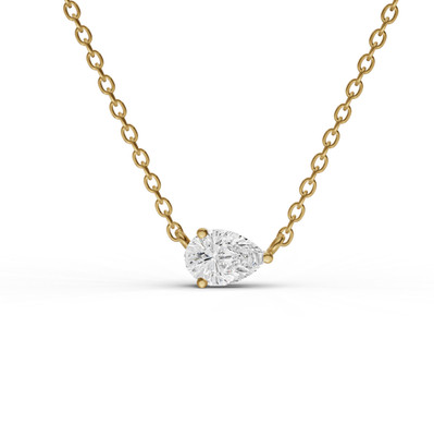14K Gelbgold 0,25 kt im Labor gezüchteter schwimmender Diamant Solitär Anhänger in Birnenform