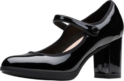 Women s Bayla Lily Block Heel Mary Jane Pump, Black Patent Synthetic, 11