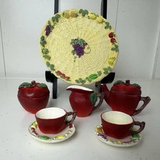 Miniature Vintage Resin Apple Theme Tea Set