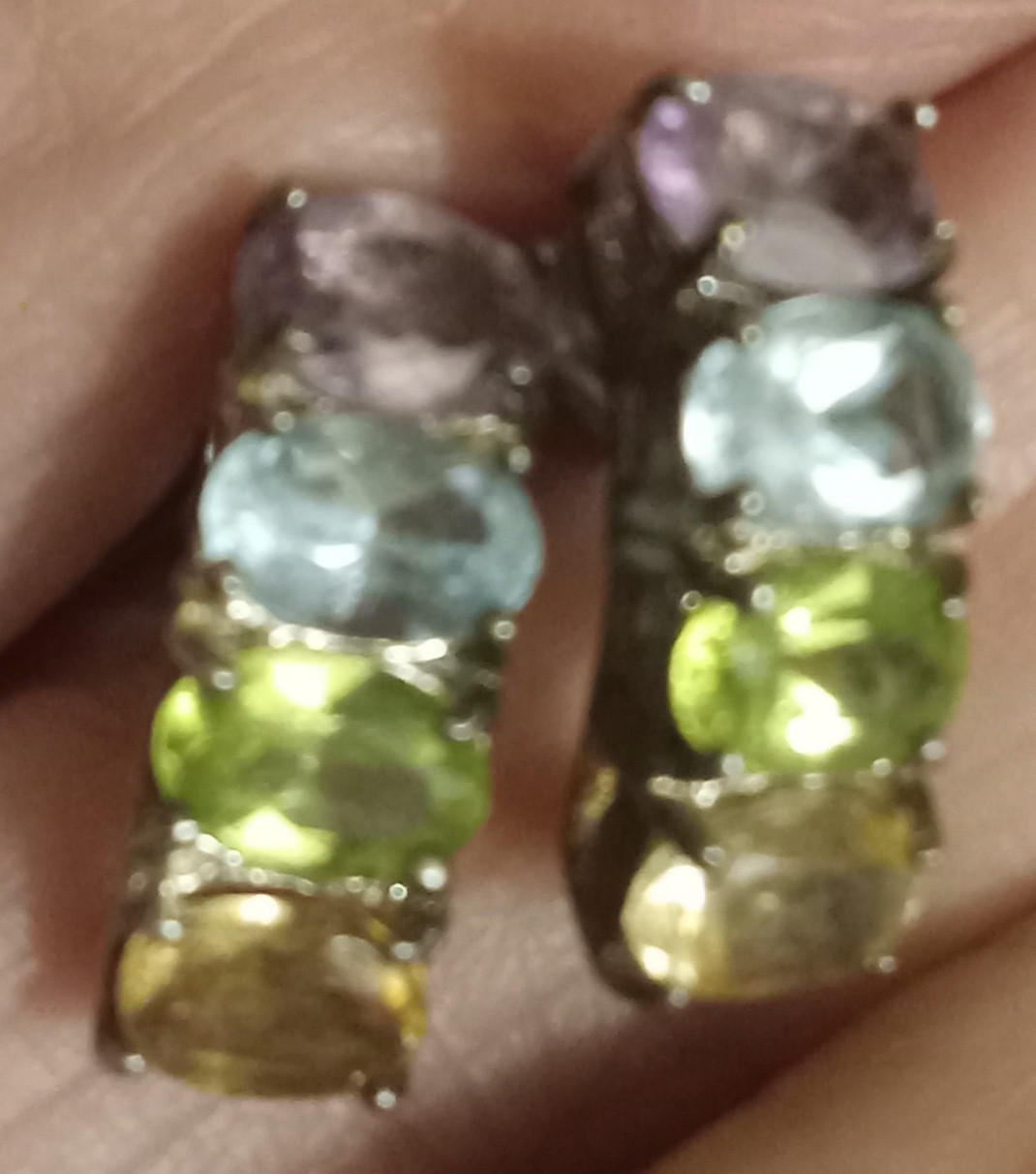 Sterling Silver Multicolor Lab Created Sapphire D… - image 2