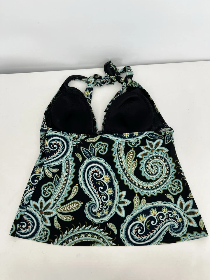 Топ танкини женский Croft & Barrow размер 12 черный с подкладкой пейсли - Изображение 2 из 4