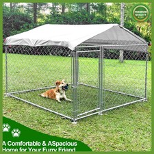 6.56x6.56ft Outdoor Dog Run House Kennel Pet Pen Chain Link Fence Cage Playpen