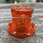 Fenton Orange Pressed Glass Top Hat Figurine Decorative Glossy