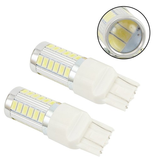 2x White T20 7443 7440 5630 33SMD LED Dome Map Car Backup Reverse Light Bulb Set - Picture 2 of 12