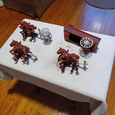 6 Horses Drawn Wagon Cast Iron vintage display decoration