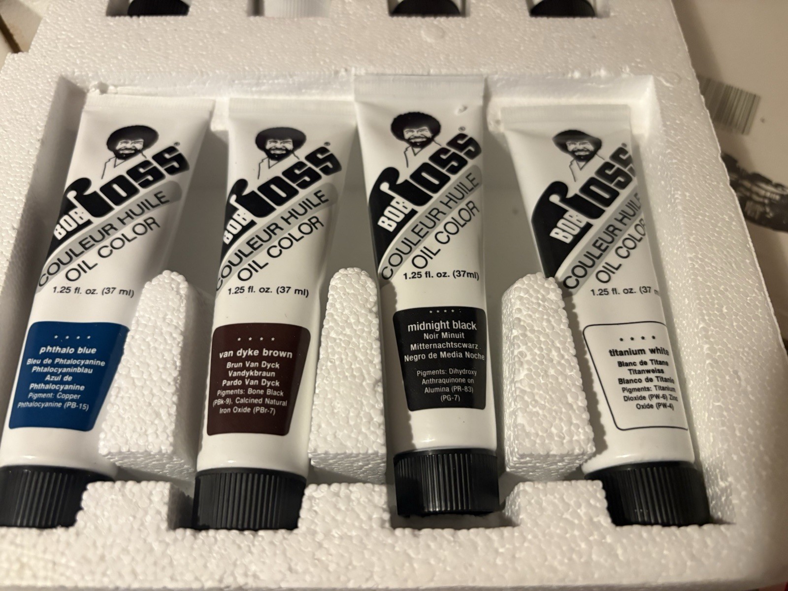 Bob Ross Master Oil Paint Set R6510 Brushes RARE 1990 Oil Colors Landscape Fan