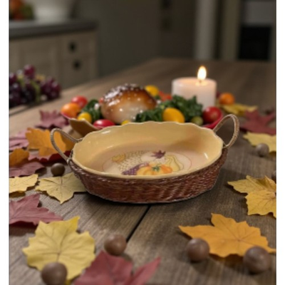 #ad #ad Spinaker Autumn dish in basket scalloped edges fall Thanksgiving Grannycore Vtg $12.00