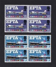 1967 SG 715-716 E.F.T.A. set of 2 blocks of 4 Unmounted