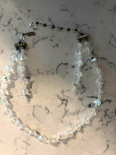 Vintage Aurora Borealis Iridescent Crystal Necklace Choker from 1950's 16"