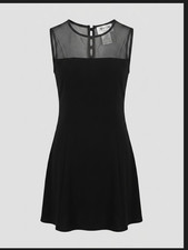 VTG Womens Little Black Mini Dress SZ S Bodycon Mesh Back Y2K Goth Punk Grunge