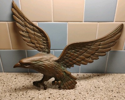 Vintage mid century Solid Brass Wall Mount Eagle 15  Long Free Shipping