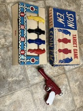 1950s WYANDOTTE Tin Litho SPIN EM Toy DART Game TARGET In Box Birds And Gun