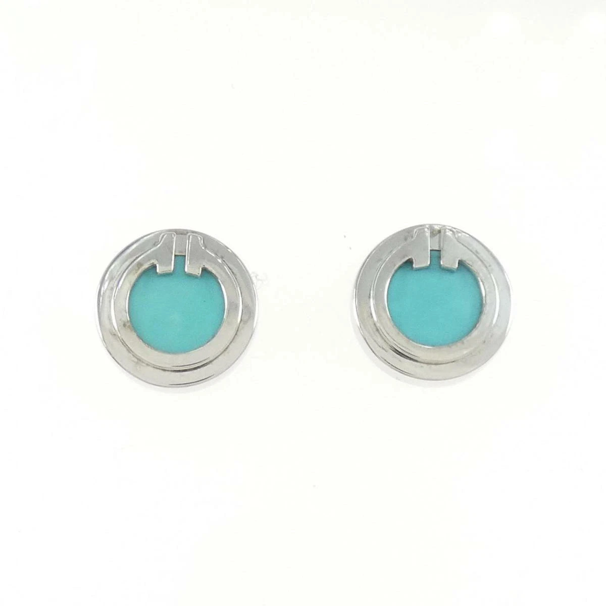 Tiffany T-Two Ohrringe 750 Weißgold Türkis Dezember Geburtsstein 4,6 g