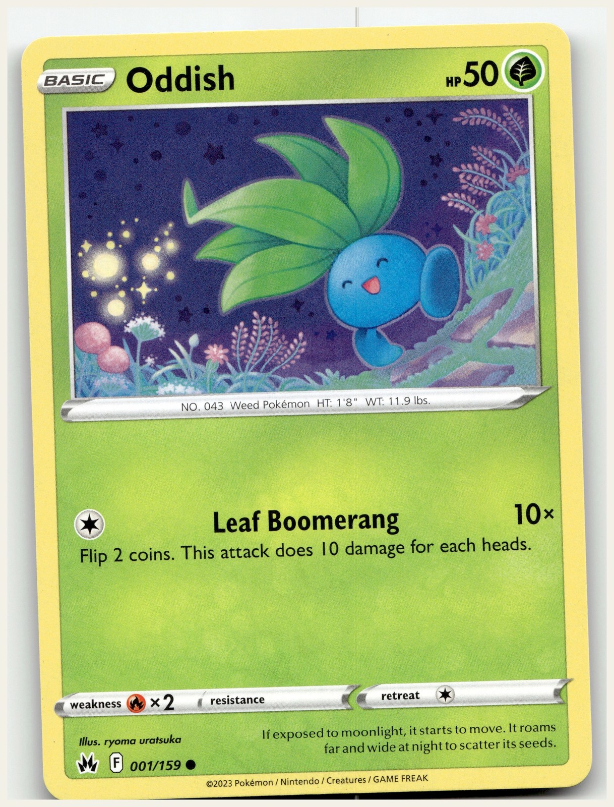 Pokemon Oddish 1/159 Crown Zenith EN Non-Holo NM