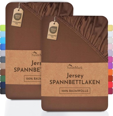 NatureMark 2er Pack Jersey Spannbettlaken, Spannbetttuch 100% Baumwolle in