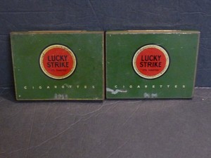 Pair Vintage Lucky Strike Cigarettes Tins Tobacco