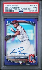 Travis Bazzana 2025 Bowman Chrome Prospect Purple Refractor Auto /250 PSA 9
