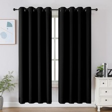 CUCRAF Black Blackout Curtains 72 Inches Long, 52"W x 72"L (Pack of 2),