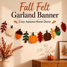 Fall Felt Garland Banner Pumpkin Acorn Maple Leaf Bunting Thanksgiving Decor
