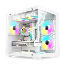 Computer PC Case ATX M-ATX ITX Small Tower Tempered Glass High Airflow White
