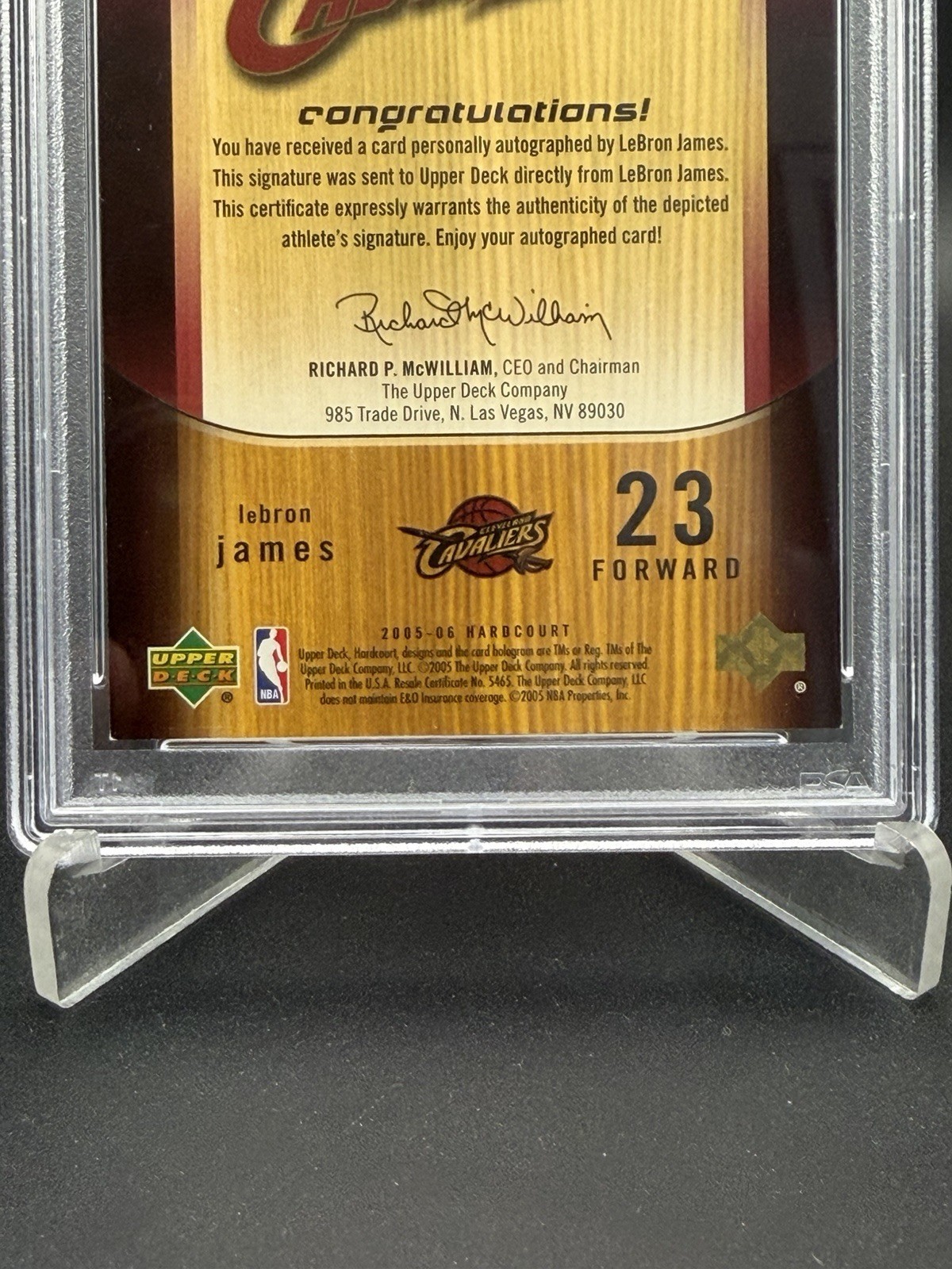 2005 Upper Deck Hardcourt LeBron James Auto PSA authentic (auto 10) #HS-LJ view 6