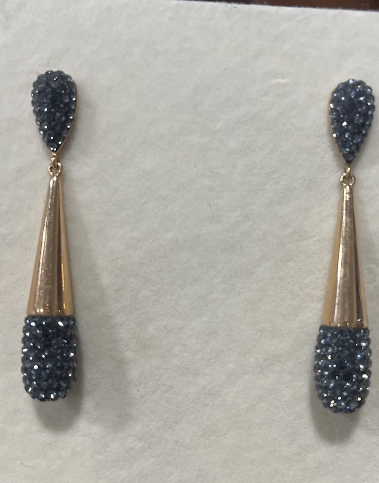 PENDIENTES COLGANTES CISNE SWAROVSKI CRISTAL CIPRÉS PLACA ORO ROSA PIERCE Foto 4 de 4