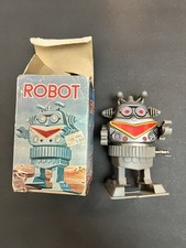 RARE Tin toy/plastic MTU-Korea 1960's CLOCKWORK SWIVEL ROBOT in original box