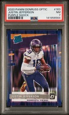 2020 PANINI DONRUSS OPTIC PURPLE SHOCK #163 JUSTIN JEFFERSON ROOKIE RC PSA 7