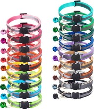 Reflective Cat ID Collars with Bell Adjustable 19-32cm, Soft Nylon Collars