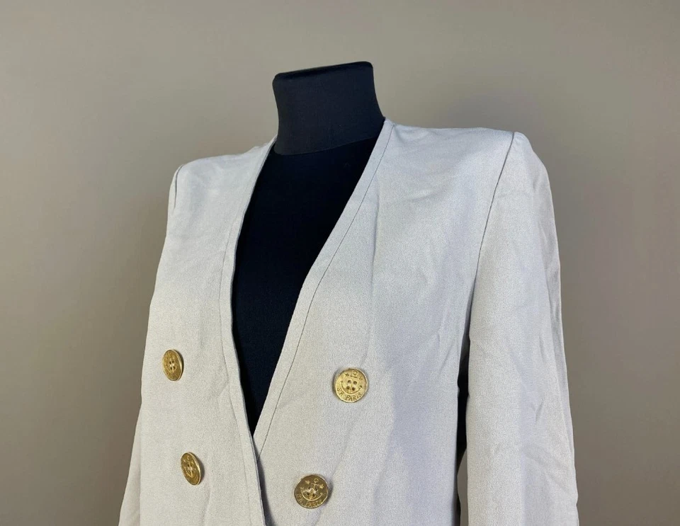 Chaqueta Blazer Sonia Rykiel Diseñador Mezcla Botones Dorados Doble Pecho Talla S Foto 2 de 4