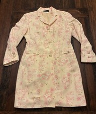 Vintage Harve Bernard Yellow Pink Floral Coat Made In Russia Size 12 Feminine L