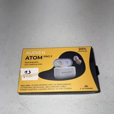 Audien Atom Pro 2 Rechargeable OTC Hearing Aids (LIGHTLY USED!)