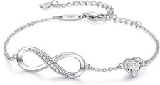 CDE Infinity Heart Birthstone Charm Link Bracelet for Sterling Silver-04-Apr.