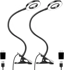 Desk Clip on Lamp for Reading Home Office, with 5V 2A Adapter, 10 Dimmable Brigh
