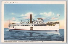 New Bedford Martha's Vineyard Nantucket Steamboat Line Linen Postcard