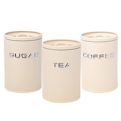 Tee Kaffee Zucker Kanister Set Luftdicht Deckel Küche Lebensmittel Aufbewahrung Dose Creme 3 Teile