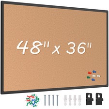 Board2by Bulletin Board 48 x 36, Black Aluminium Framed 4x3 Corkboard , Large...